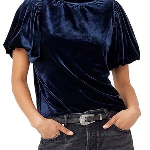 Blue crushed Velvet free people blouse